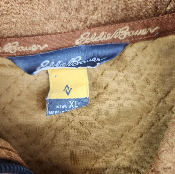 Eddie Bauer Mens Size XL Travex Expedition Quilted 1/4 Zip Yellow Gray - Picture 3 of 4